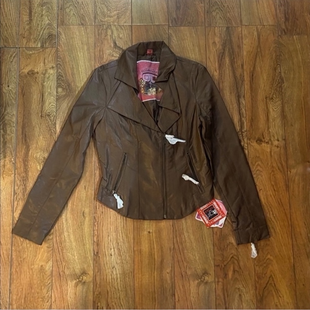 New With Tags Gorgeous The Collection Acorn Brown Leather Jacket